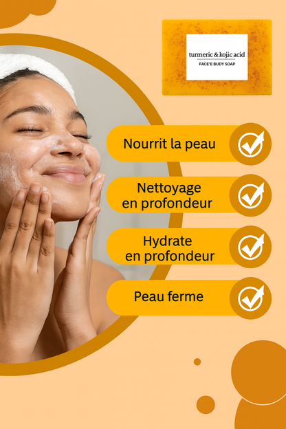 Savon Curcuma & Kojic – Peau Éclatante et Unifiée