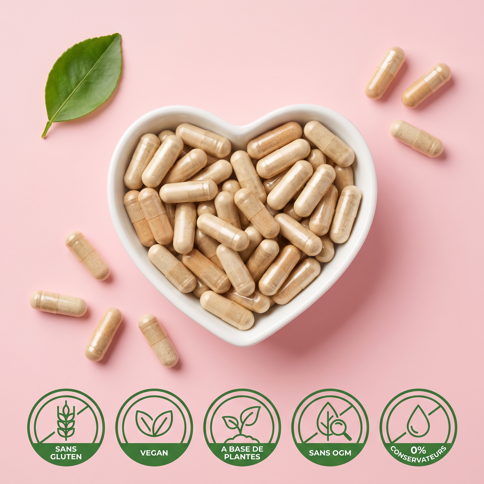 Capsules 100% naturelles, sans gluten, vegan