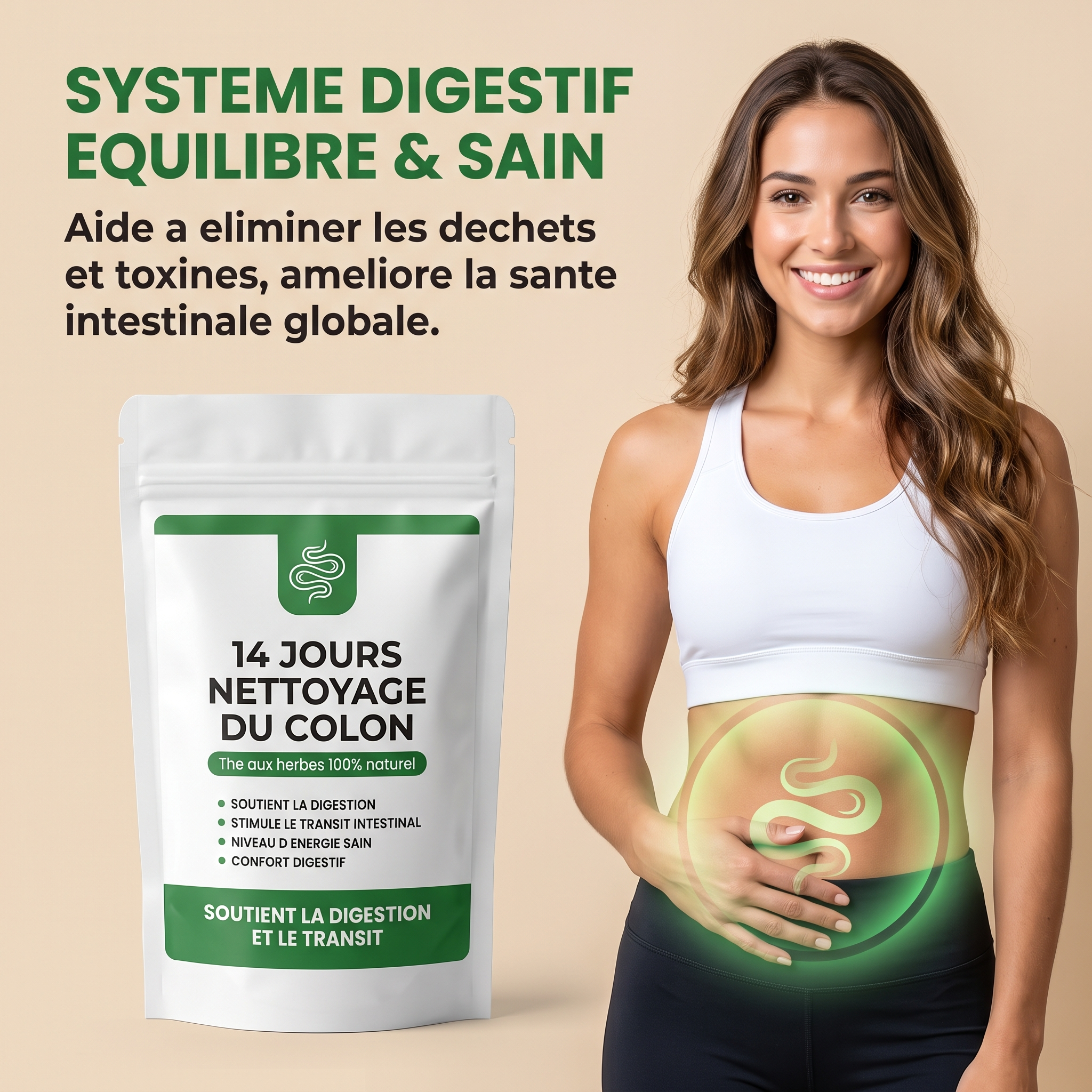 Système digestif équilibré et sain - Nettoyage du côlon 14 jours