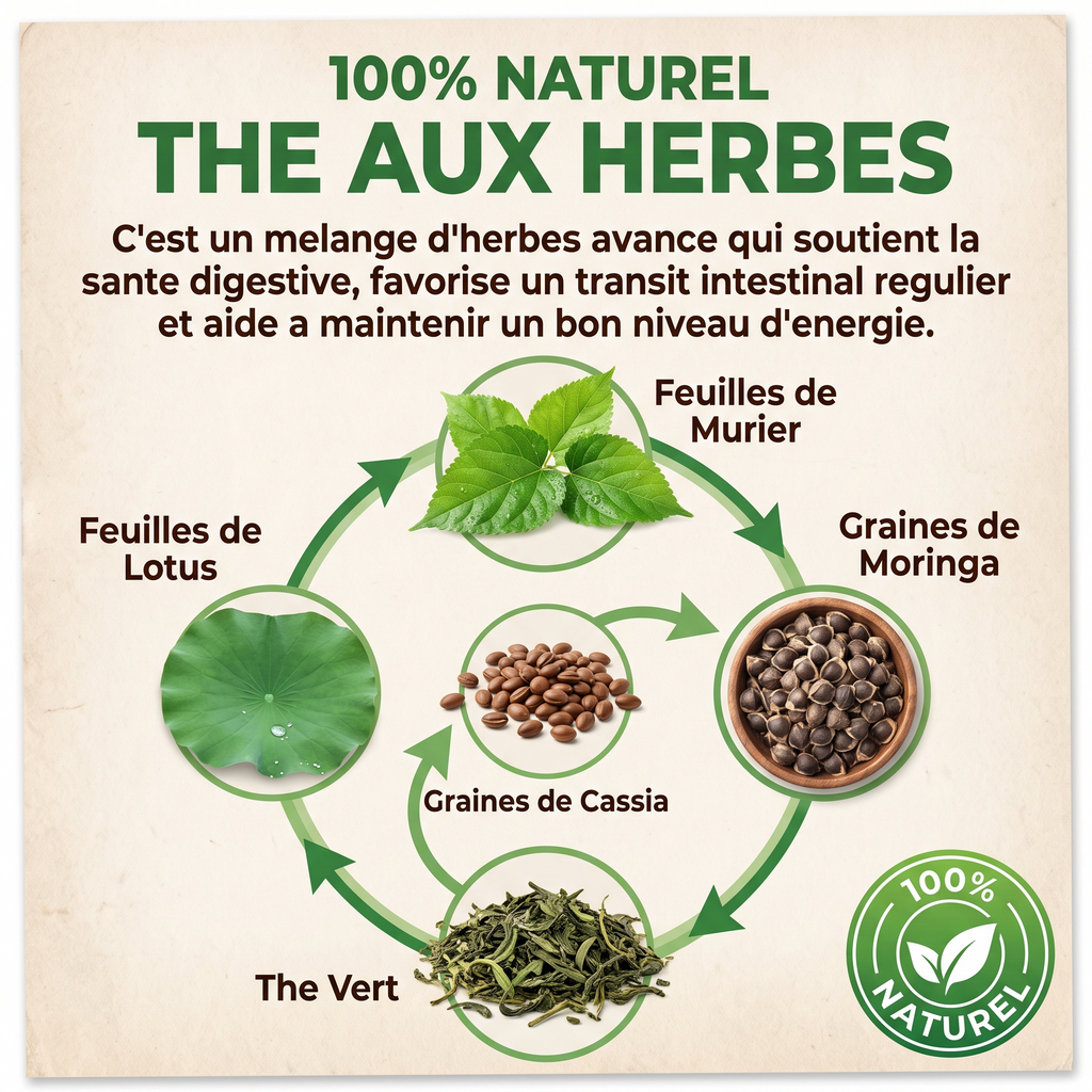 Ingrédients 100% naturels du thé aux herbes