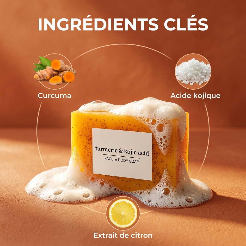 Ingrédients clés du Savon Curcuma & Acide Kojique Ivoire Ébène