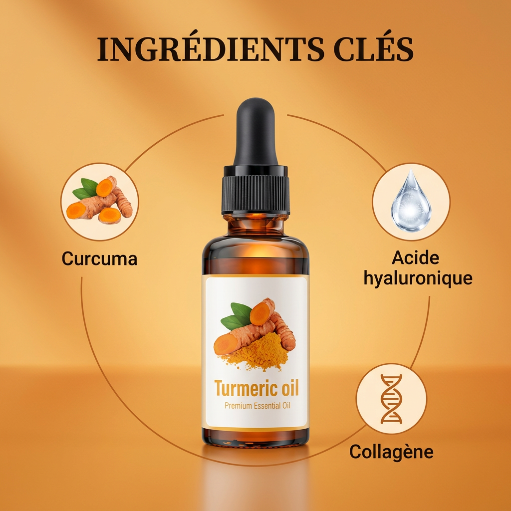 Ingrédients clés de l'Huile de Curcuma Ivoire Ébène