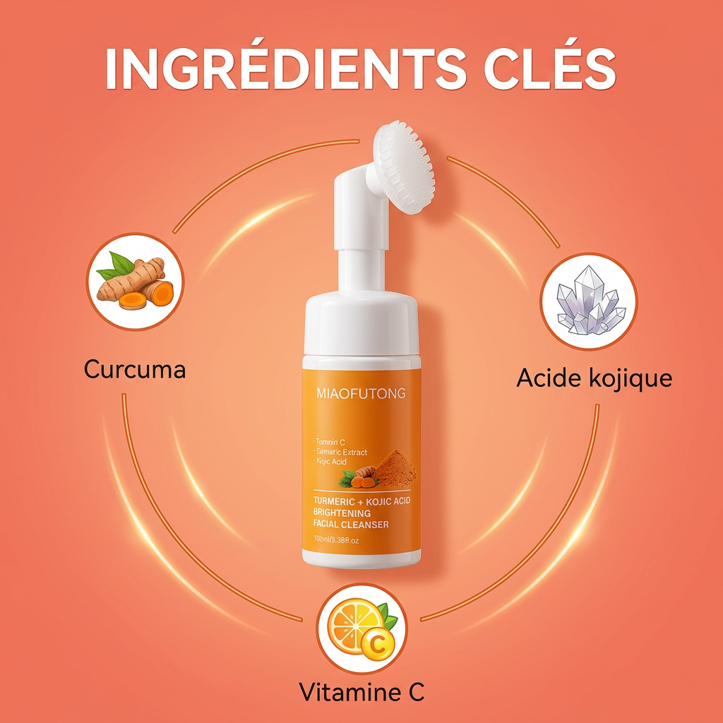 Ingrédients clés du Nettoyant Visage Curcuma + Acide Kojique